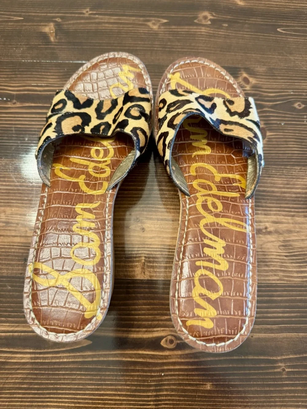 Sam Edelman Leopard Print Wedge Slides in Brown & Black Size‎ 9.5